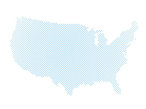 United States of America. Dotted halftone map of USA. Simple flat vector illustration