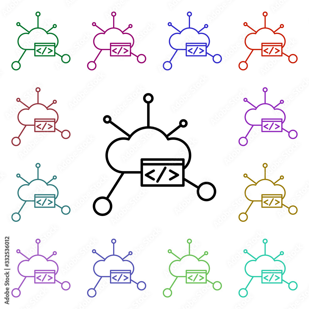 Aufkleber cloud computing multi color icon. simple thin line, outline vector of web icons for ui and ux, websi