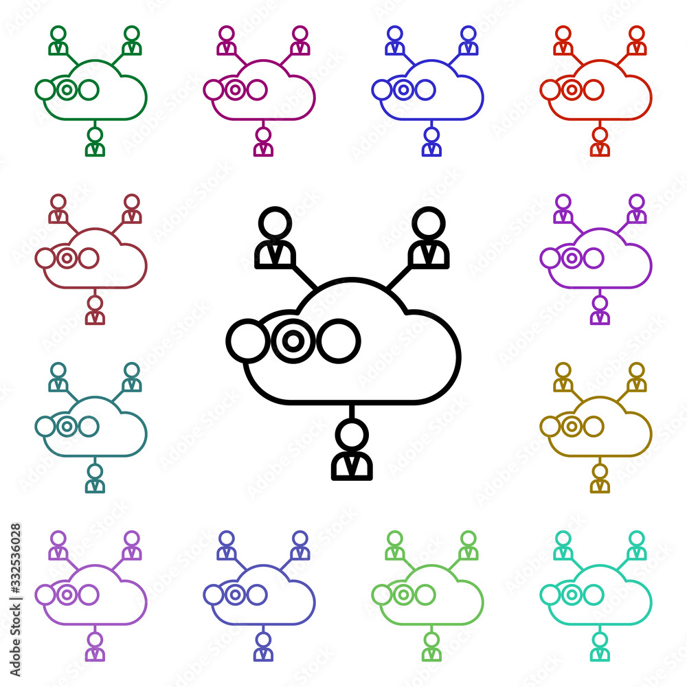 Aufkleber cloud computing multi color icon. simple thin line, outline vector of web icons for ui and ux, websi