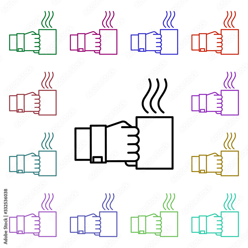 Poster coffee break multi color icon. simple thin line, outline vector of web icons for ui and ux, website 