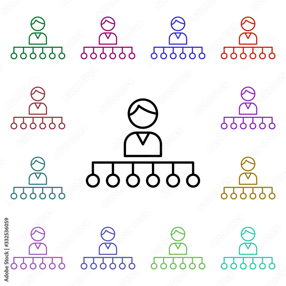 Poster company structure multi color icon. simple thin line, outline vector of web icons for ui and ux, web