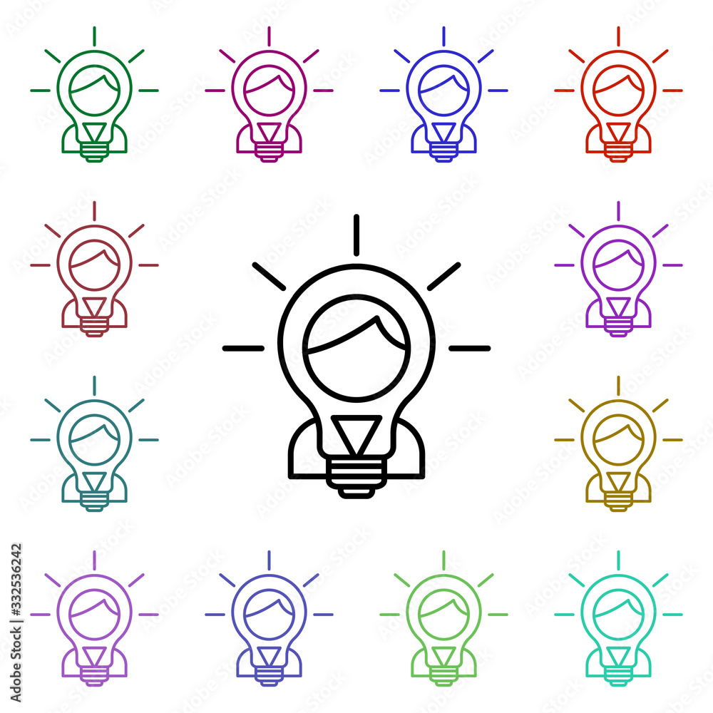 Poster great idea multi color icon. simple thin line, outline vector of web icons for ui and ux, website or