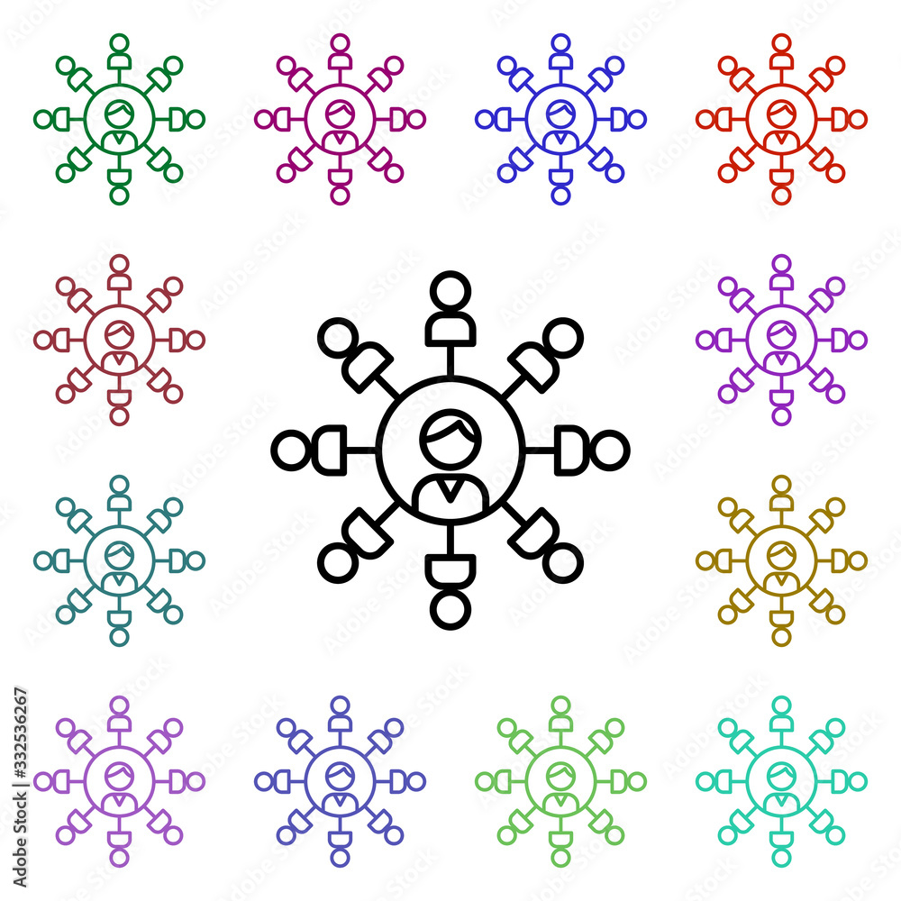 Poster hr management multi color icon. simple thin line, outline vector of web icons for ui and ux, website
