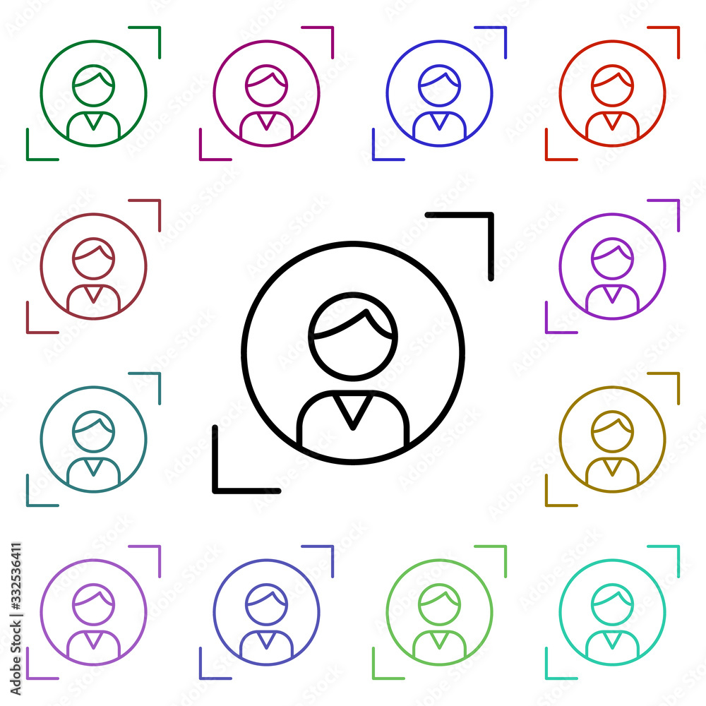Poster profile multi color icon. simple thin line, outline vector of web icons for ui and ux, website or mo