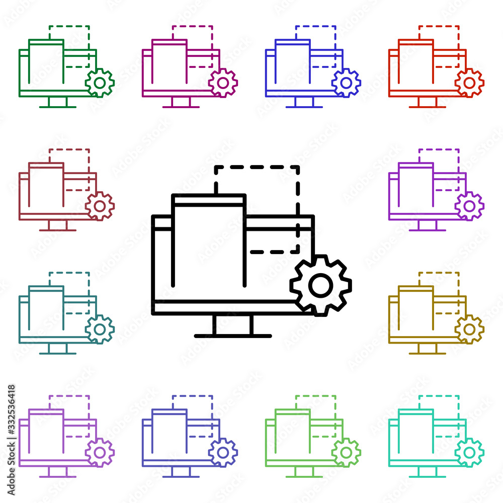 Poster programming, management multi color icon. simple thin line, outline vector of web icons for ui and u