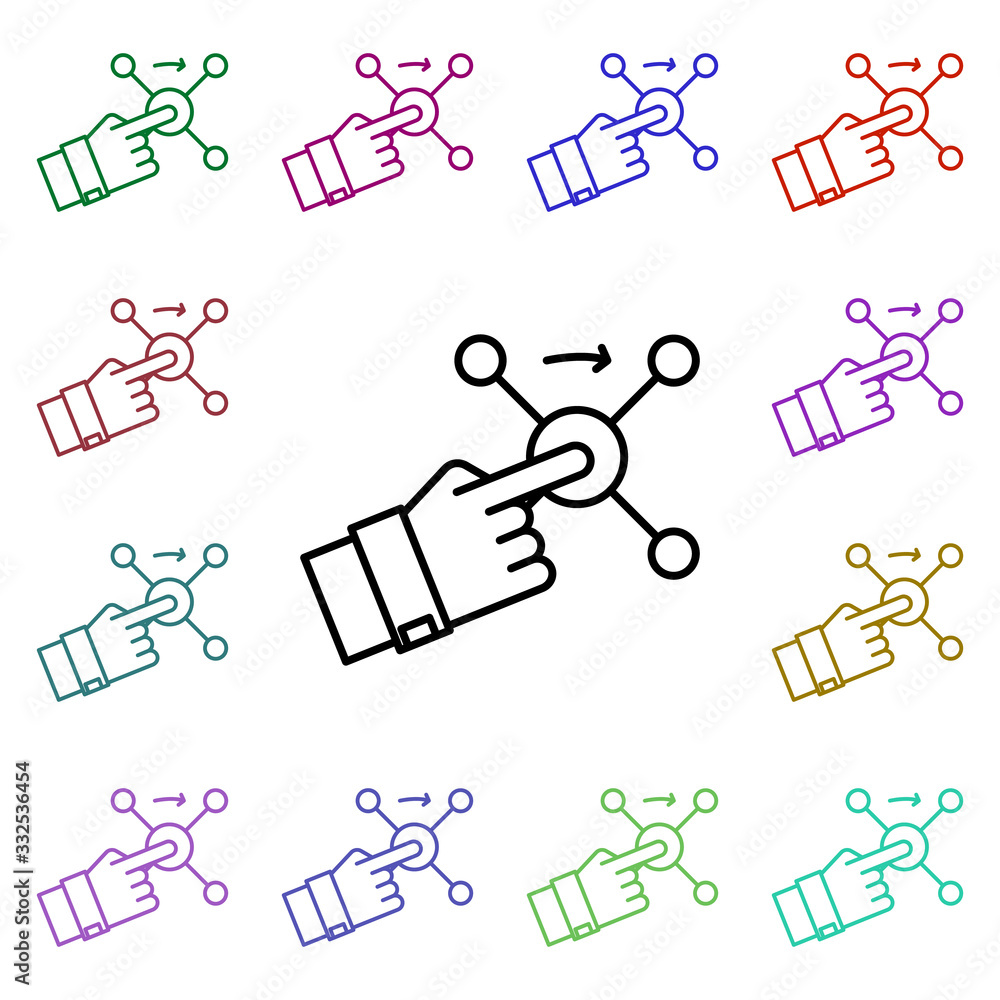 Poster remote control multi color icon. simple thin line, outline vector of web icons for ui and ux, websit