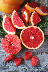 Fresh juicy grapefruits. Grapefruit Pulp. Vitamin C concept.