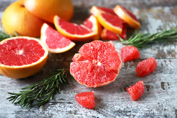 Fresh juicy grapefruits. Grapefruit Pulp. Vitamin C concept.