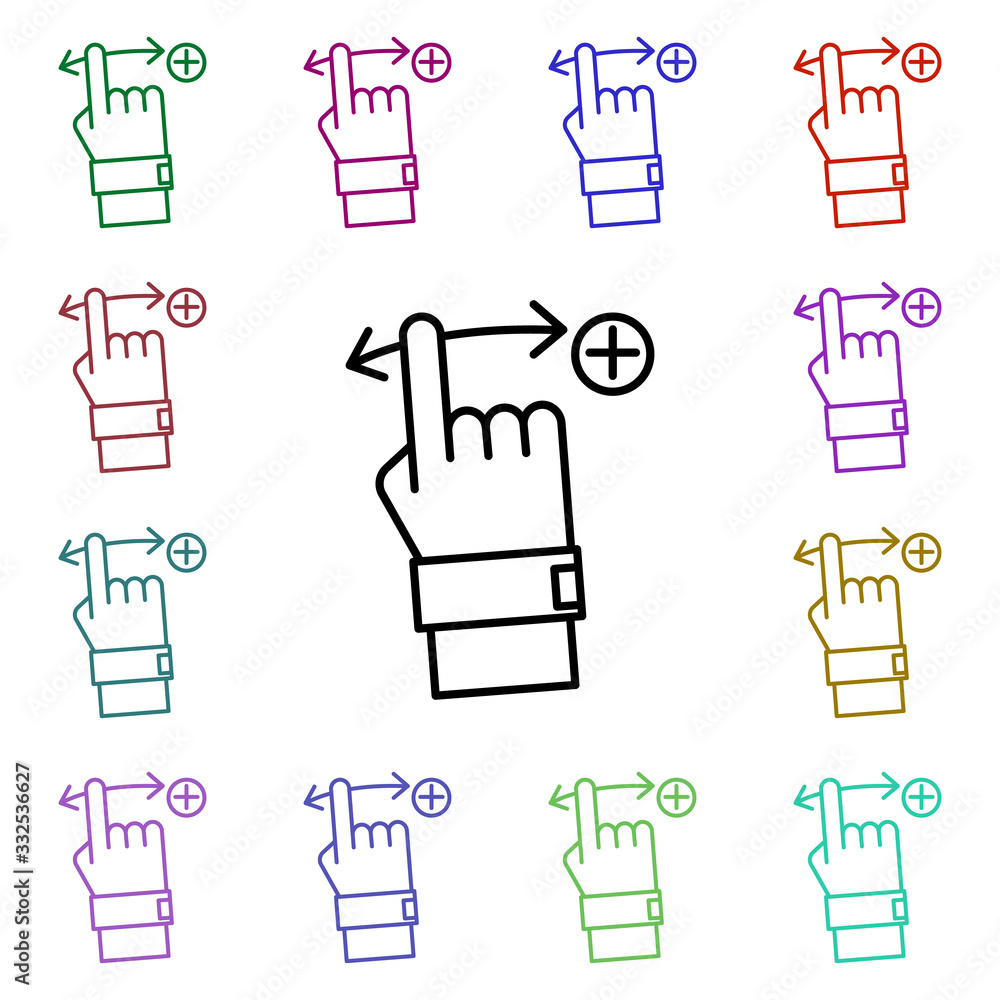 Poster swipe gesture multi color icon. simple thin line, outline vector of web icons for ui and ux, website