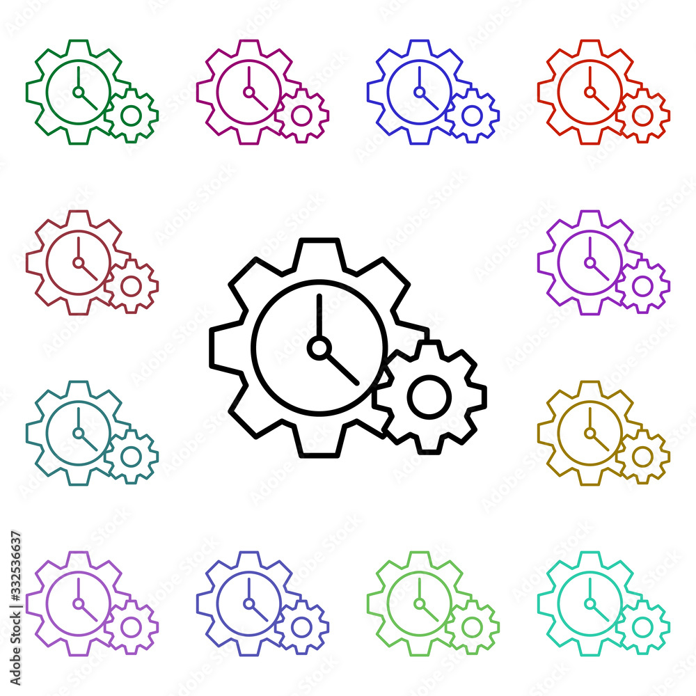 Poster time optimization multi color icon. simple thin line, outline vector of web icons for ui and ux, web