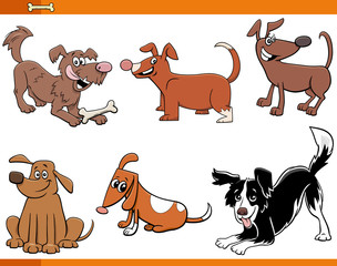 dogs and puppies funny animal characters set