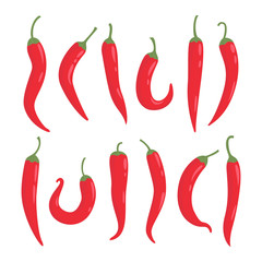 Vegetable icon set of chili pepper.
