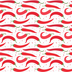Seamless pattern of red chili peppers.
