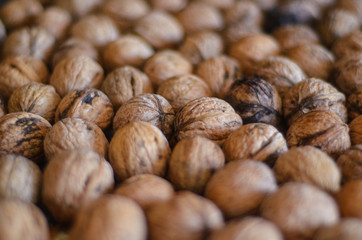 Natural background made from different kinds of nuts. 