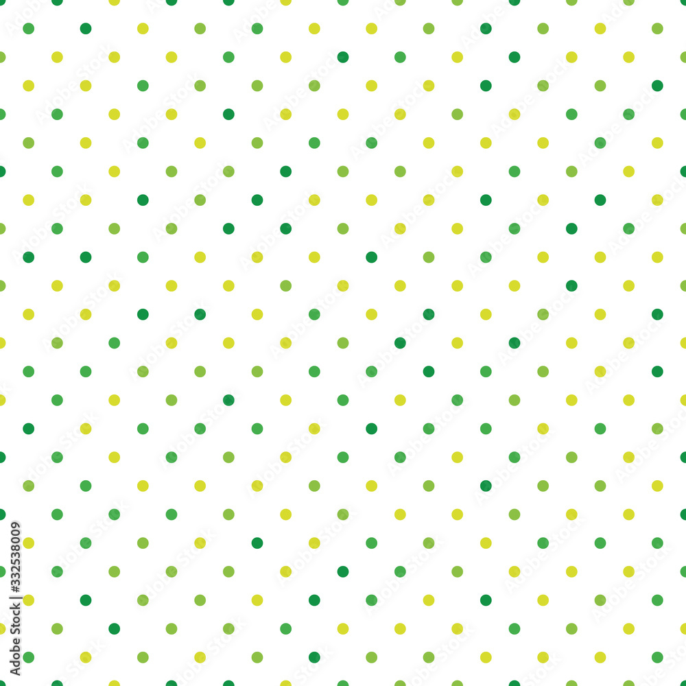 Poster seamless polka dot pattern. green dots in random sizes on white background. vector illustration