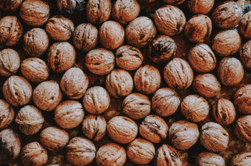 Natural background made from different kinds of nuts. 