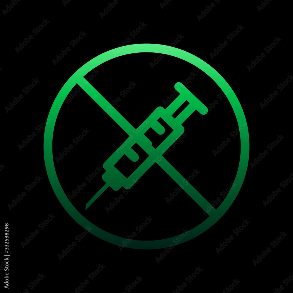 Poster prohibition of injection nolan icon. simple thin line, outline vector of ban icons for ui and ux, we