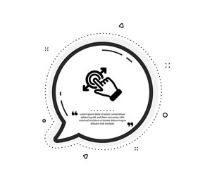Touchscreen gesture icon. Quote speech bubble. Drag and drop arrow sign. Swipe action symbol. Quotation marks. Classic touchscreen gesture icon. Vector