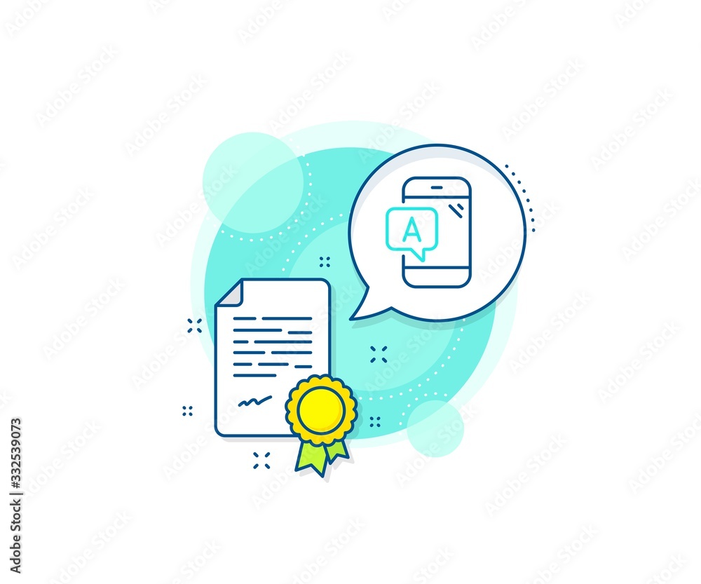 Poster ui phone test sign. certification complex icon. ab testing line icon. certificate or diploma documen