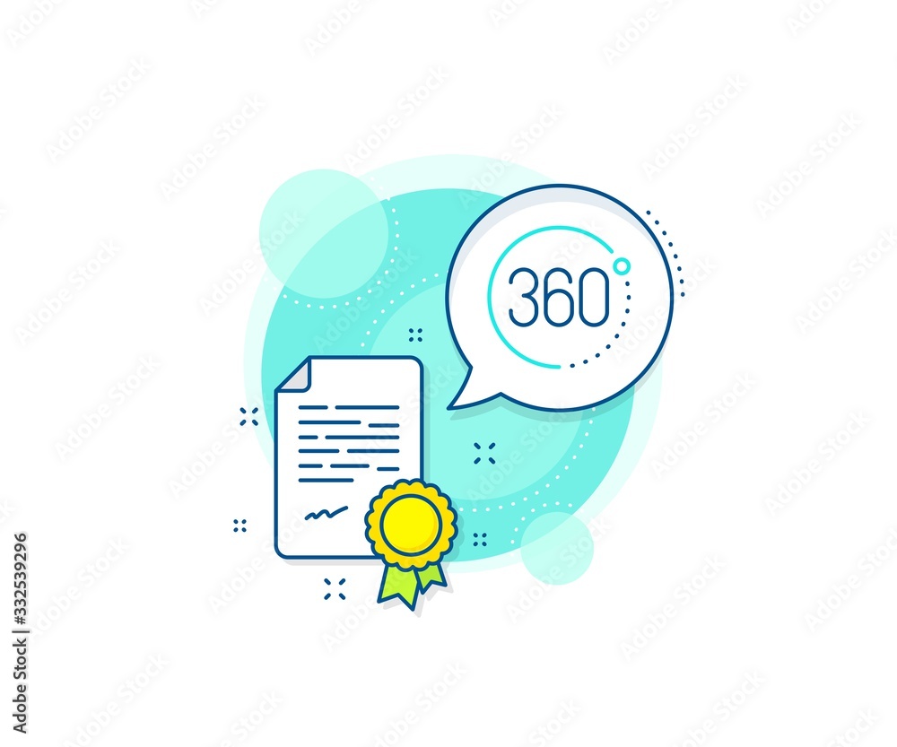 Poster vr simulation sign. certification complex icon. 360 degrees line icon. panoramic view symbol. certif