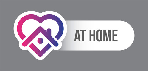 Stay at home symbol. Heart and house pictogram for #stayhome social media campaign. Self isolation emblem for quarantine times.