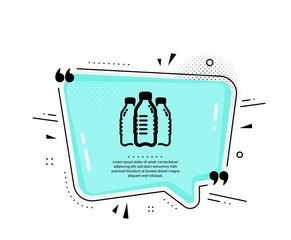 Water bottles icon. Quote speech bubble. Still aqua drink sign. Liquid symbol. Quotation marks. Classic water bottles icon. Vector