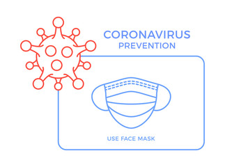 Banner face mask icon prevention coronavirus. concept protection covid-19 sign vector illustration. COVID-19 prevention design background.
