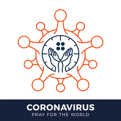 Pray for the World coronavirus concept with hands vector illustration. Time to pray Corona Virus 2020 covid-19. Coronavirus in Wuhan vector illustration. Virus Covid 19-NCP.