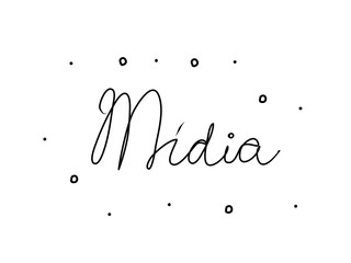 Mídia phrase handwritten with a calligraphy brush. Media in portuguese. Modern brush calligraphy. Isolated word black