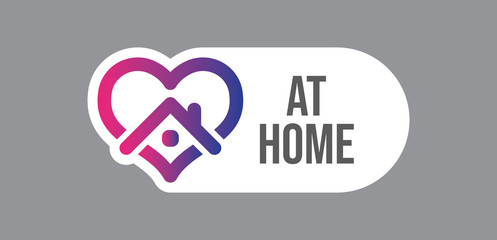 Stay at home symbol. Heart and house pictogram for #stayhome social media campaign. Self isolation emblem for quarantine times.