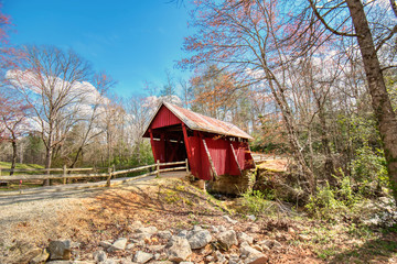 The last covered bridge in South Carolina, built in 1909, is now in a park owned by the public.