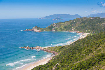 A view of Praia Mole (Mole beach) and Galheta  - popular beachs in Florianopolis, Brazil