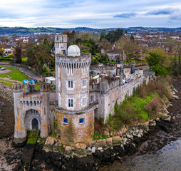 Naklejka premium Beautiful scene amazing view aerial drone landscape Cork Ireland urban city center area irish landmark 