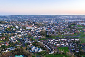 Fototapeta na wymiar Beautiful scene amazing view aerial drone landscape Cork Ireland urban city center area irish landmark 