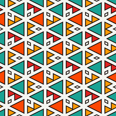 Ethnic, tribal seamless surface pattern. Native americans style background. Repeated triangles motif. Contemporary abstract geometric wallpaper. Boho chic digital paper, textile print. Vector art