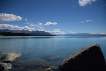 cloudy day over lake Pukaki in New Zealand