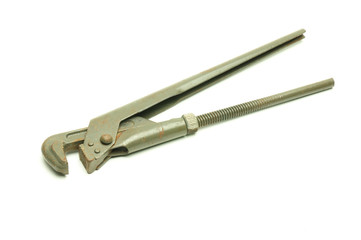 Adjustable wrench on a white background