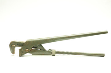 Adjustable wrench on a white background