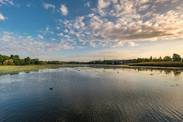 Early morning view of  South shore of Töölönlahti bay. Helsinki, Finland