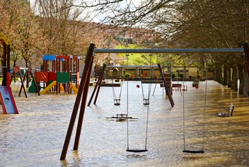 swings in the flooded park