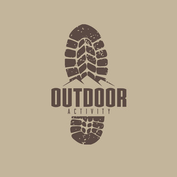 outdoor logo idea with boot track and mountain graphic