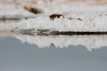 The forms of salt and its reflection in water, Jujuy, Argentina