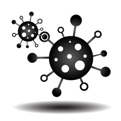 Virus black and white icon. Flat art symbol. Vector illustration.