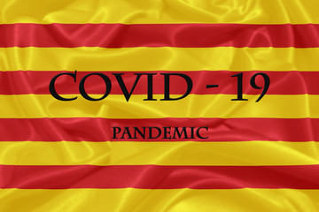 Coronavirus epidemic, word COVID-19. COVID-19 infection concept. Spain Catalonia