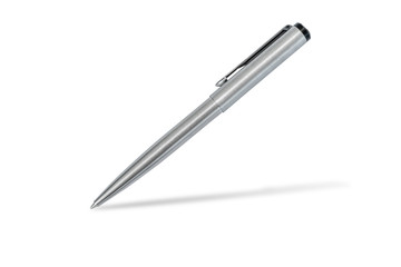 Silver pen, isolated on white background with clipping path.