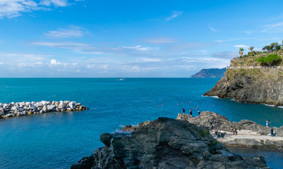 The immense blue sea of Manarola, Spezia, Italy