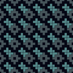 Chakana inca crosses seamless pattern. Ethnic embroidery print. Ornamental folk wallpaper. Native american ornament