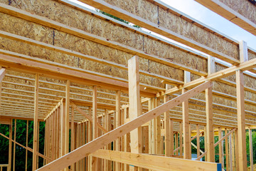 New construction of beam construction house framed the ground up