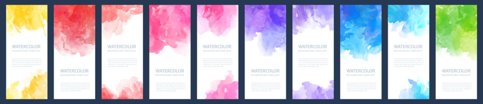 Flyer or banner template design bundle set with watercolor background © Eva Kali