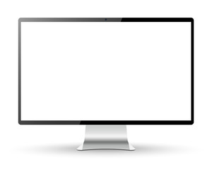 Computer display isolated on white. Realistic screen monitor Vector illustration